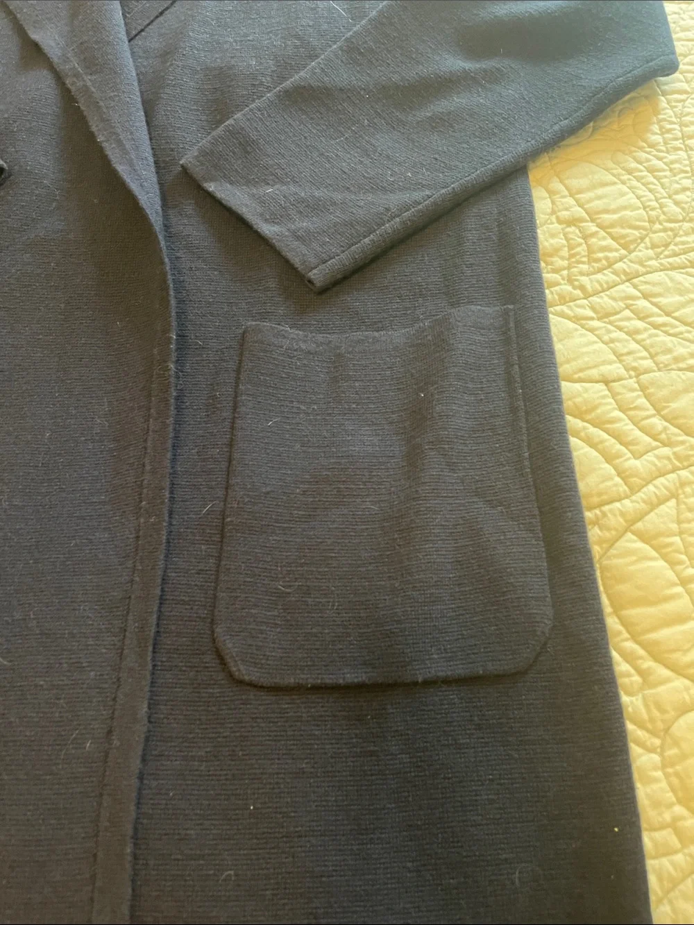 Women's Navy Open-Front Long Sweater Coat